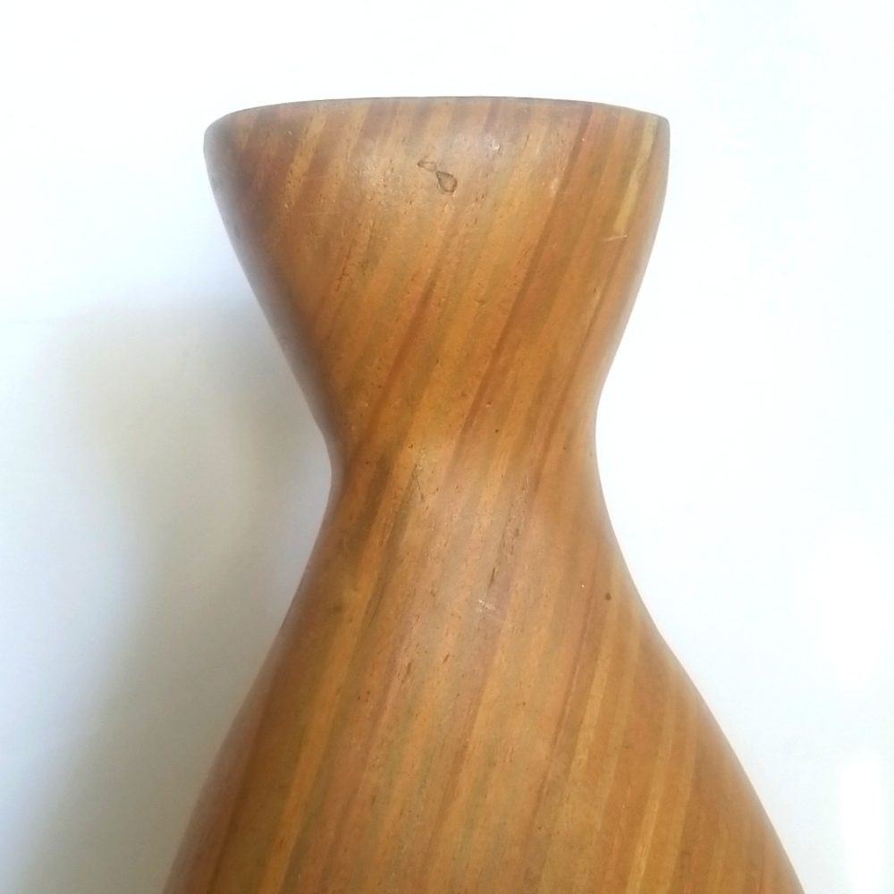 HANDMADE Heavy Wooden Tall Vase - Picture 3 of 9